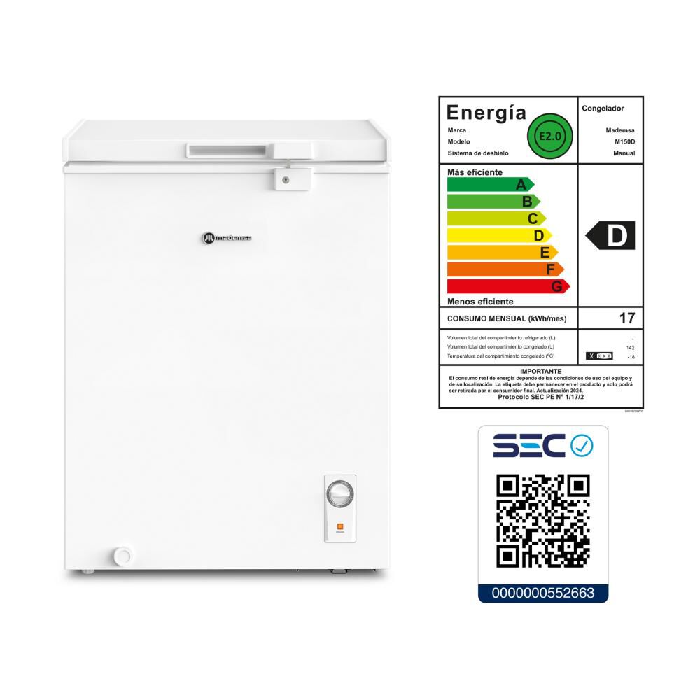 Freezer Horizontal Mademsa M150D / Fr&iacute;o Directo / 142 Litros / D image number 8.0